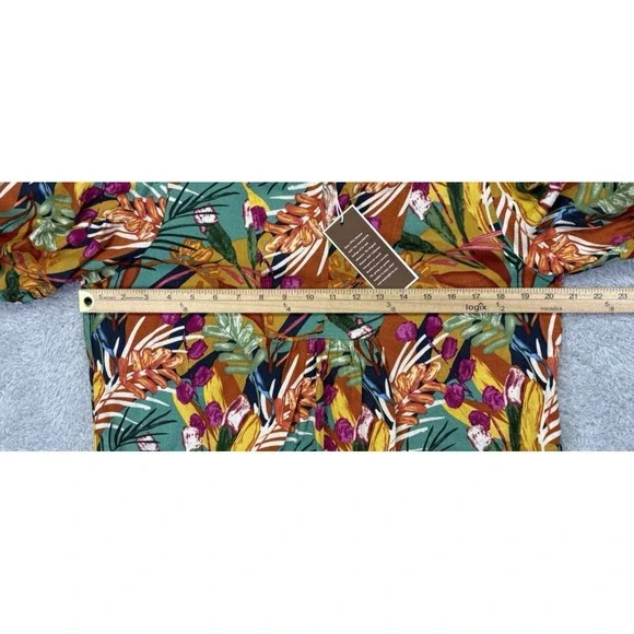 NWT Panama Jack Womens Top Linen Blend Puff Slv Tropical Boxy V Neck Boho Sz M - Picture 7 of 11